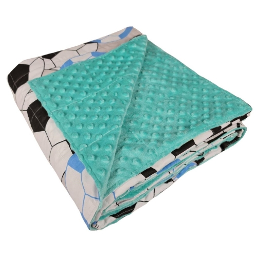 Schwere Bettdecke - Baumwolle + Minky - Blaue Bälle