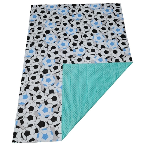 Schwere Bettdecke - Baumwolle + Minky - Blaue Bälle