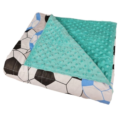 Schwere Bettdecke - Baumwolle + Minky - Blaue Bälle