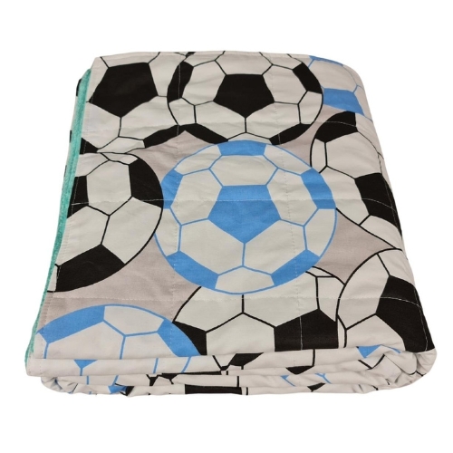 Schwere Bettdecke - Baumwolle + Minky - Blaue Bälle